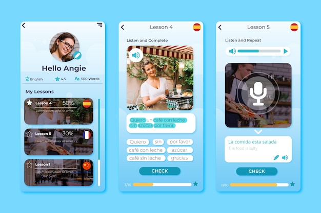 Vecteur gratuit app pour apprendre les langues