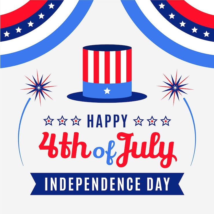 Vecteur gratuit appartement 4 juillet - illustration de la fête de l'indépendance