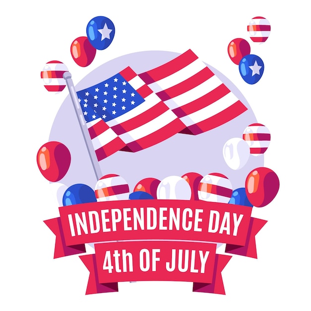 Vecteur gratuit appartement 4 juillet - illustration de la fête de l'indépendance
