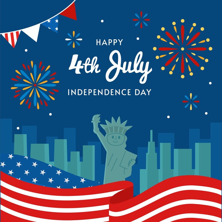 Vecteur gratuit appartement 4 juillet - illustration de la fête de l'indépendance
