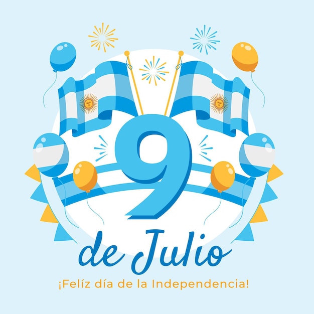 Vecteur gratuit appartement 9 de julio - declaracion de independencia de la argentina illustration