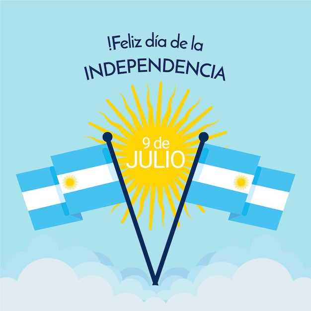 Vecteur gratuit appartement 9 de julio - declaracion de independencia de la argentina illustration