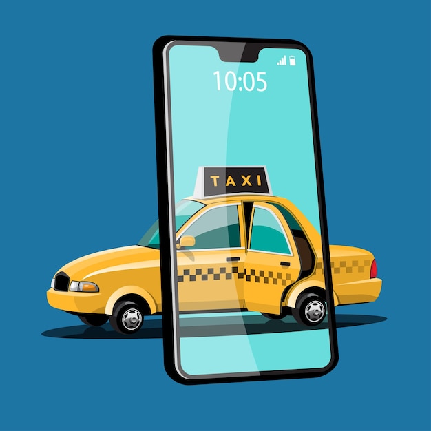 Vecteur gratuit application en ligne pour le service de taxi d'appel par téléphone intelligent