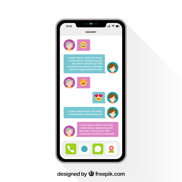 Vecteur gratuit application messenger pour discuter sur le mobile