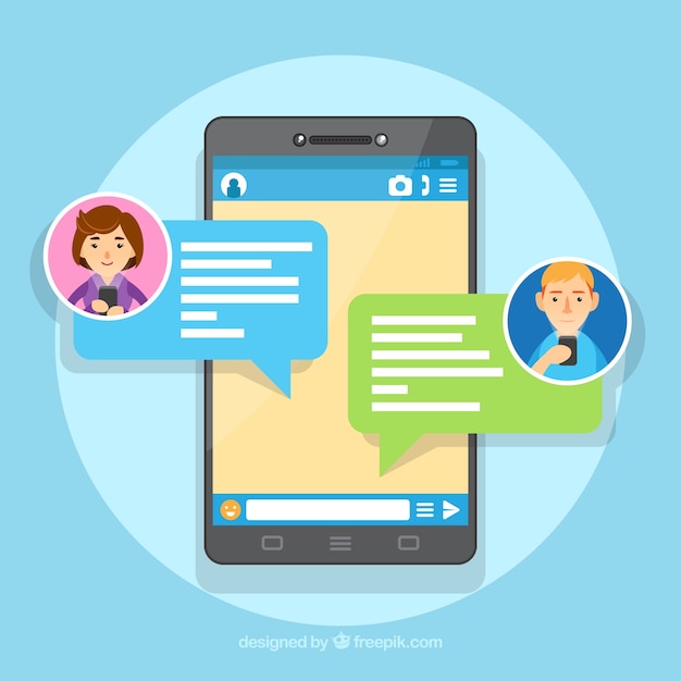 Vecteur gratuit application messenger pour mobile dans un style plat
