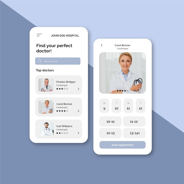 Vecteur gratuit application de réservation médicale