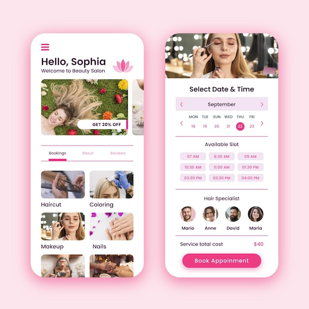 Application De Réservation De Salon De Beauté Avec Photo