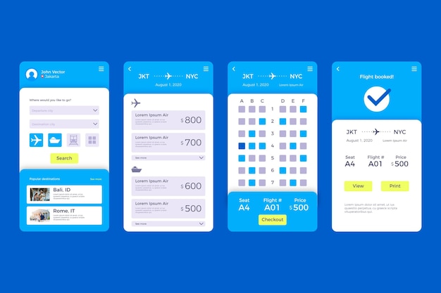 Vecteur gratuit application de réservation de voyage