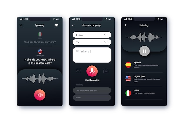 Vecteur gratuit application de traduction vocale