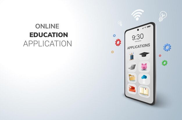 Applications numériques en ligne pour le concept de l'éducation et espace vide sur le téléphone