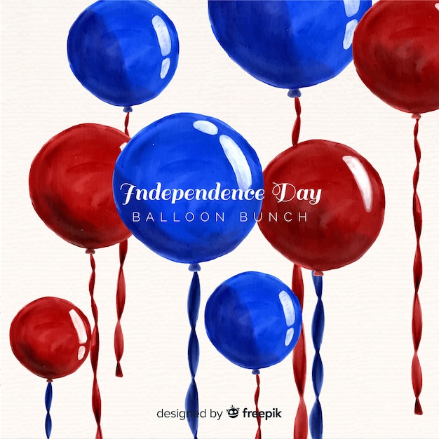 Vecteur gratuit aquarelle 4 juillet - fond de fête de l'indépendance avec des ballons