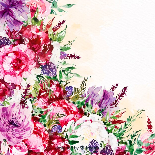 Aquarelle de belles fleurs fond coloré