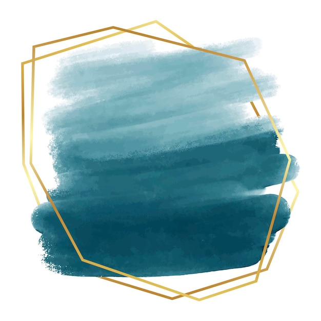 Aquarelle bleu pastel avec cadre abstrait doré