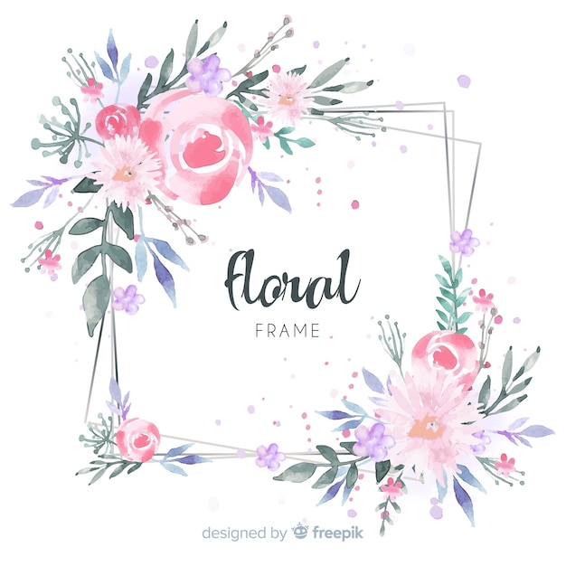 Aquarelle cadre floral