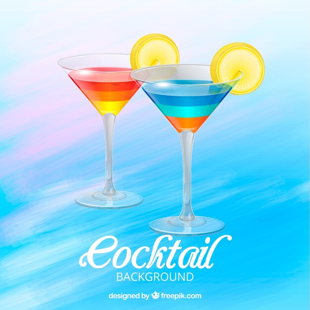 Aquarelle avec des cocktails colorés
