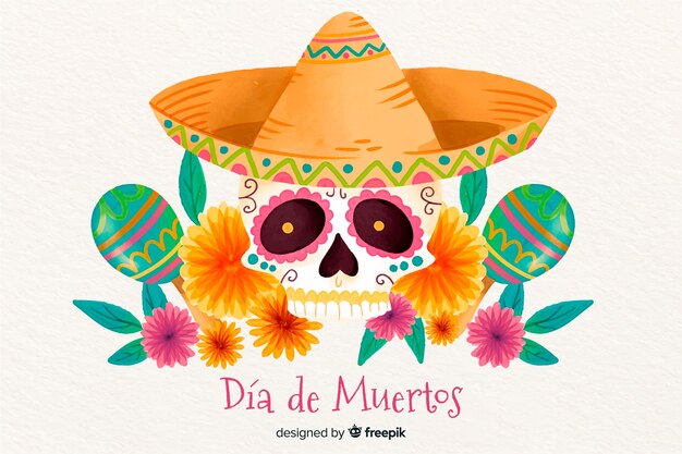 Aquarelle día de muertos fond