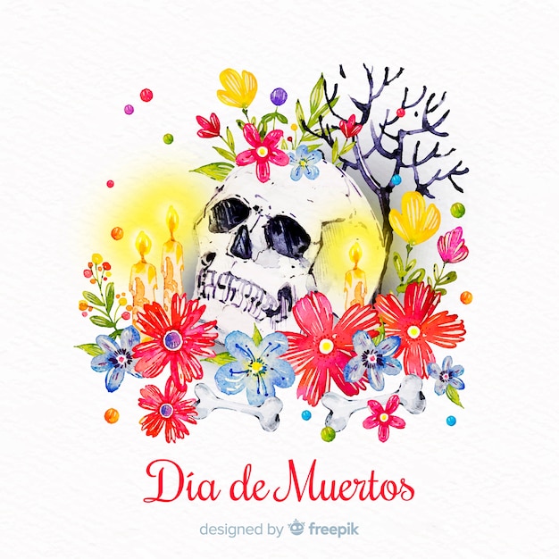 Vecteur gratuit aquarelle dia de muertos fond