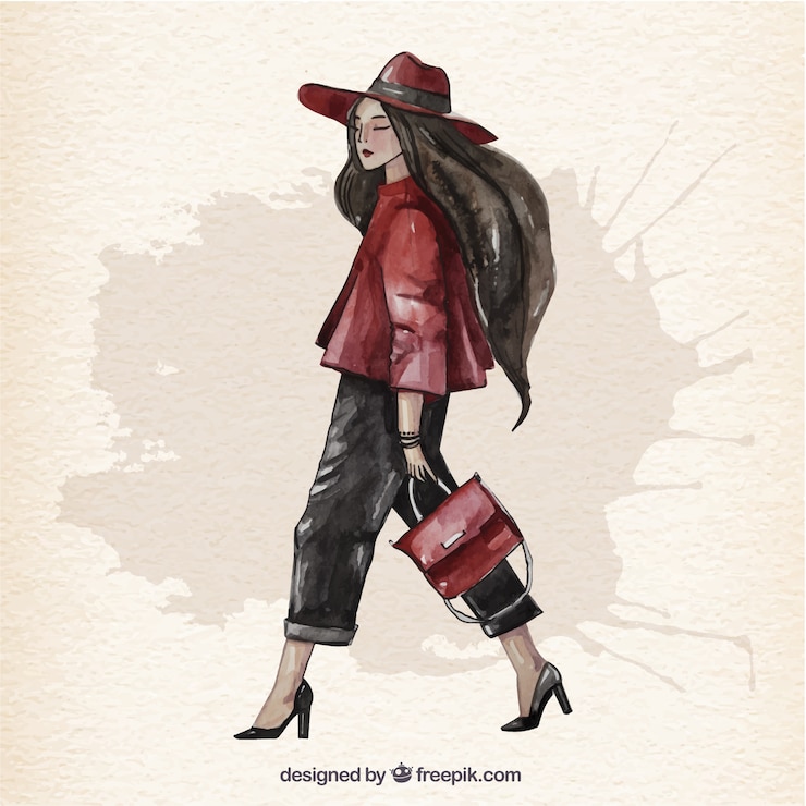 Vecteur gratuit aquarelle femme à la mode