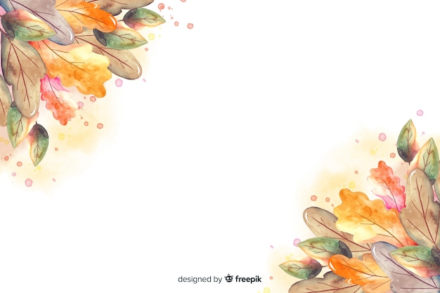 Aquarelle fond d'automne avec des feuilles