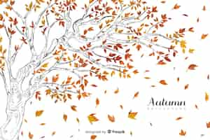 Vecteur gratuit aquarelle fond d'automne avec des feuilles