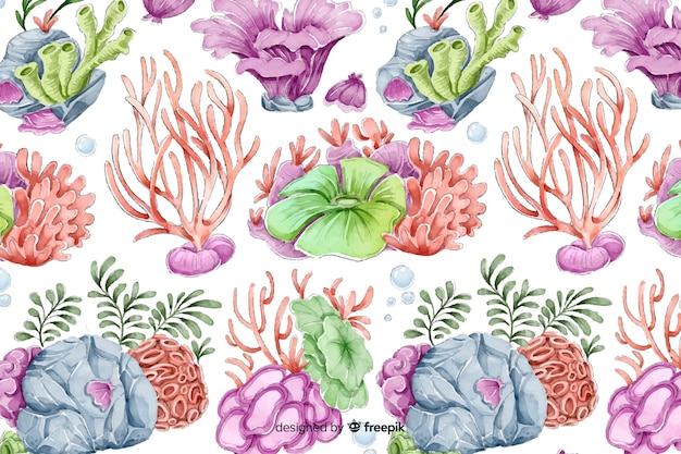 Aquarelle fond de corail coloré