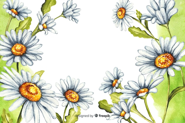 Aquarelle Fond Naturel Avec Des Marguerites