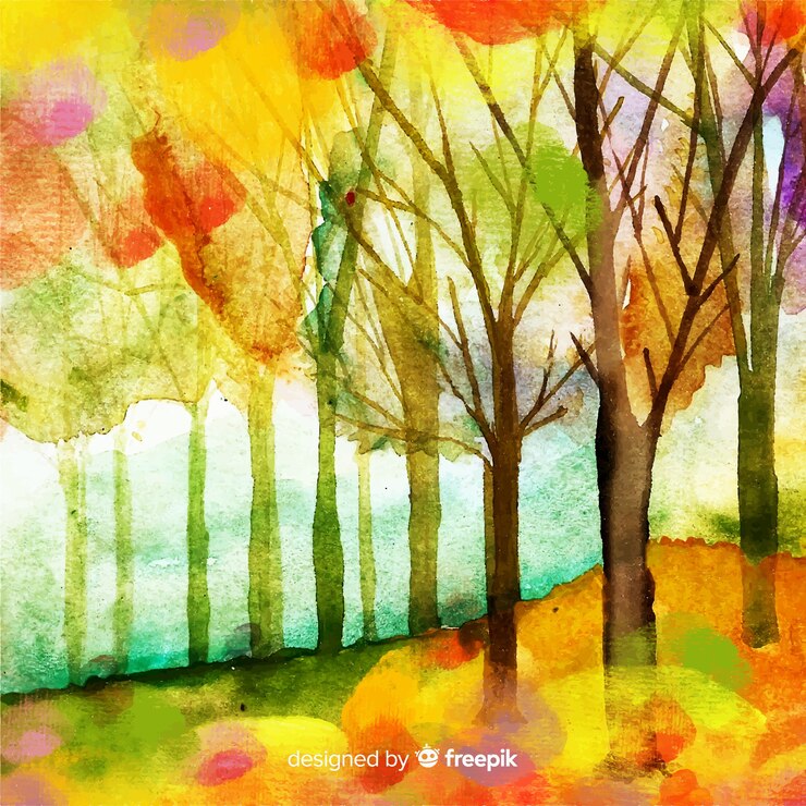 Vecteur gratuit aquarelle fond naturel avec paysage