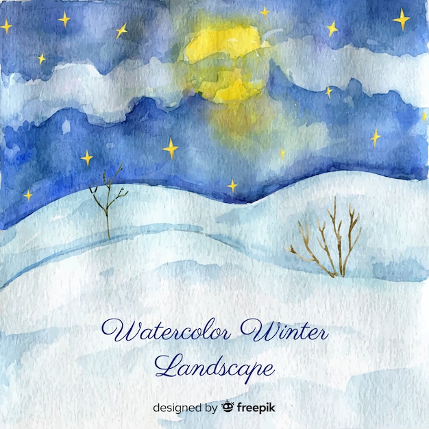 Aquarelle Fond De Paysage D'hiver