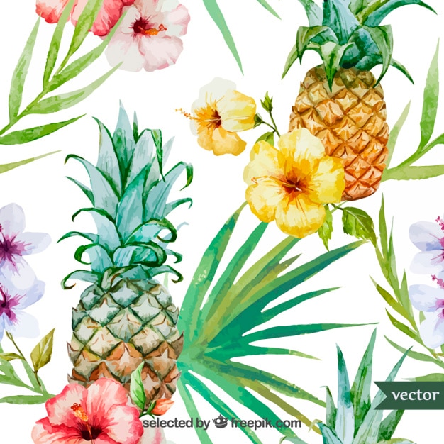 Aquarelle Fruits Tropicaux Et Plantes