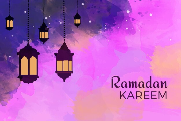 Aquarelle joyeux ramadan kareem avec bougies