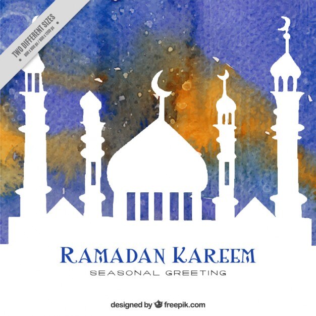 Vecteur gratuit aquarelle avec de la peinture éclabousse fond ramadan