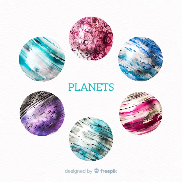 Vecteur gratuit aquarelle planet desing collection