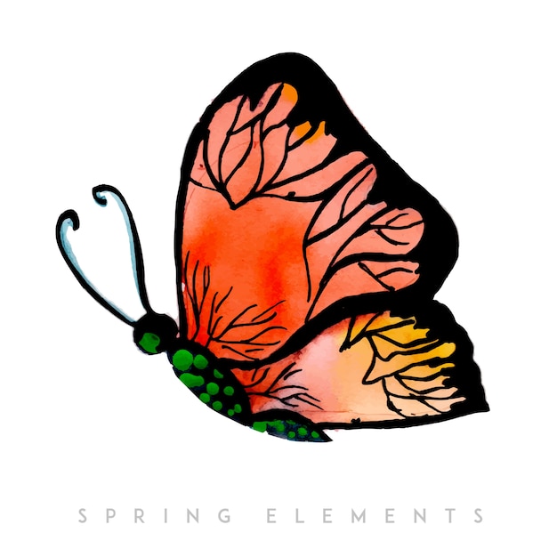 Aquarelle printemps papillon