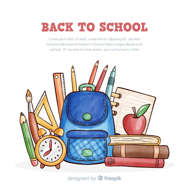 Aquarelle Retour à l'école de fond