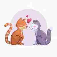 Vecteur gratuit aquarelle saint valentin chats amoureux