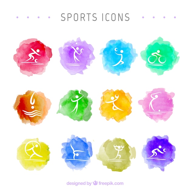 Vecteur gratuit aquarelle sport icons