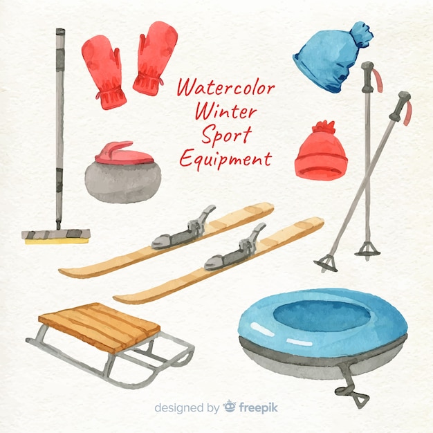 Vecteur gratuit aquarelle sports d'hiver