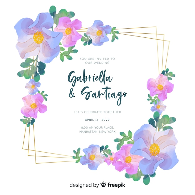 Vecteur gratuit aquarelle tempate pour faire-part de mariage