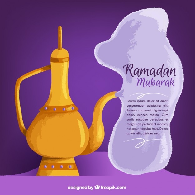 Aquarelle Théière Fond Ramadan