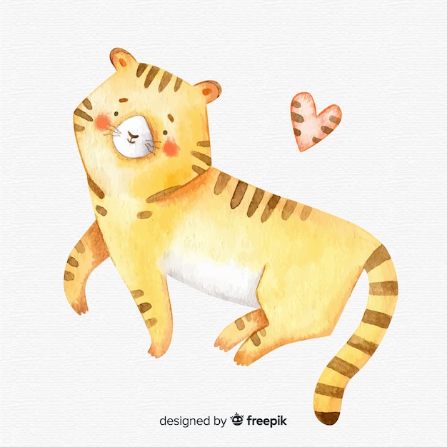 Vecteur gratuit aquarelle tigre