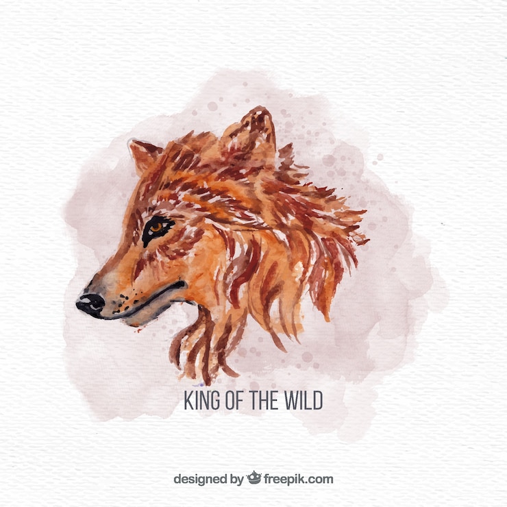 Vecteur gratuit aquarelle sur le visage du loup