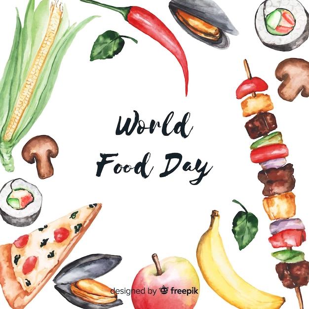 Vecteur gratuit aquarelle world food da