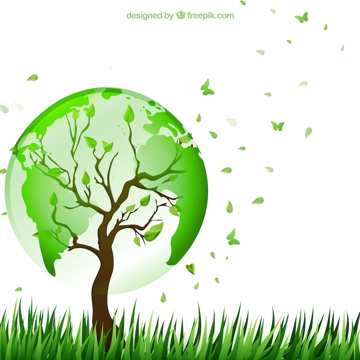 Vecteur gratuit arbre avec la carte du monde