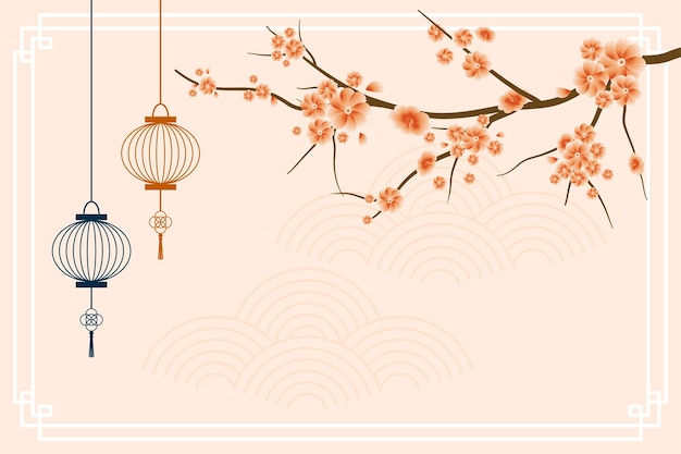 Arbre de sakura avec un design de fond chinois de fleurs