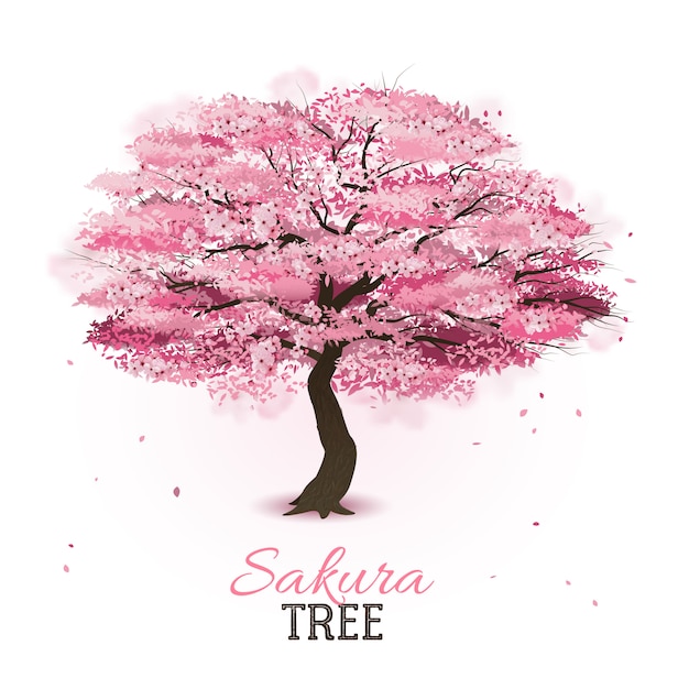 Vecteur gratuit arbre de sakura réaliste