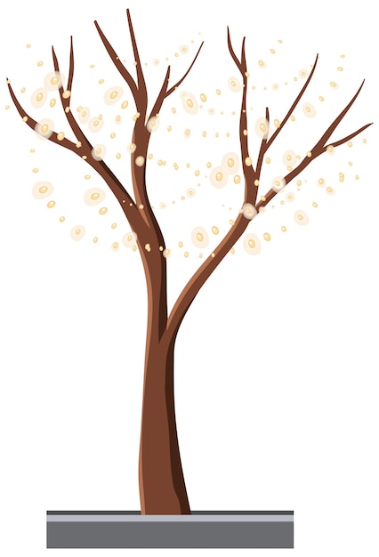 Vecteur gratuit un arbre sans feuilles décoré de lumières de noël
