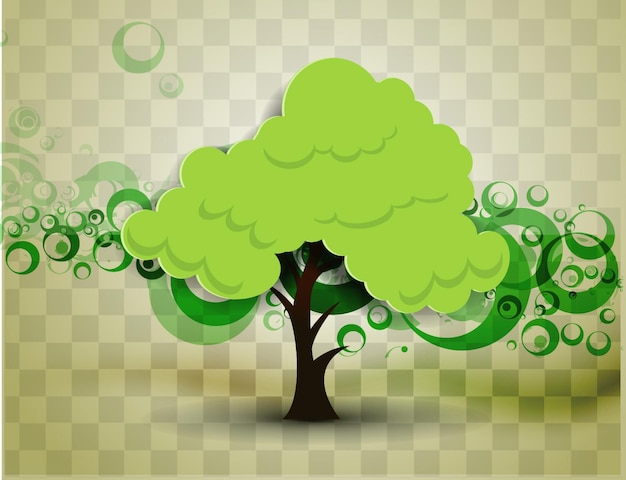 Vecteur gratuit arbre vert sur illustration vectorielle eco background