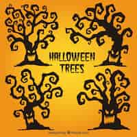 Vecteur gratuit arbres scary halloween