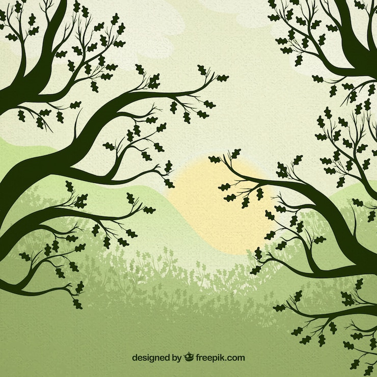 Vecteur gratuit arbres silhouettes nature background