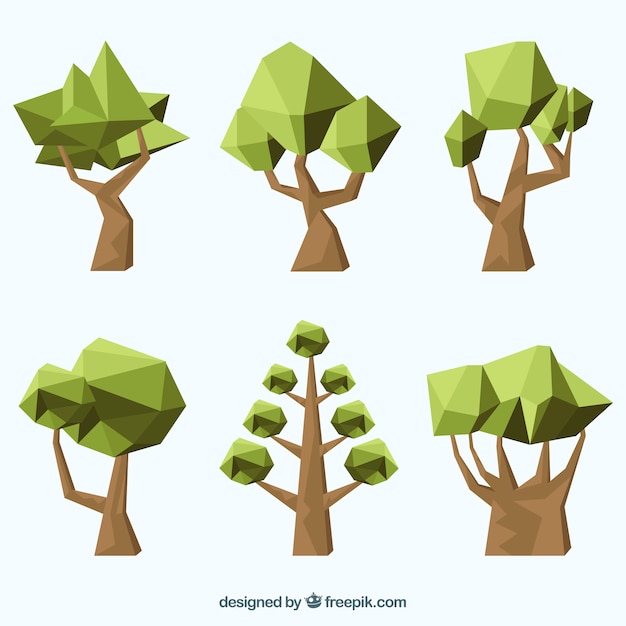 Vecteur gratuit arbres verts polygonales